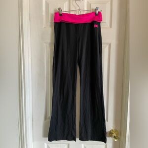 Nike black and pink fold-over yoga pants flare girl’s L will fit women’s Small